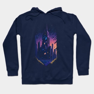 Cyberpunk Night City Digital Artwork Hoodie